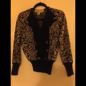 Lillie Rubin Vintage Black and Gold Sweater. Size Petite Small